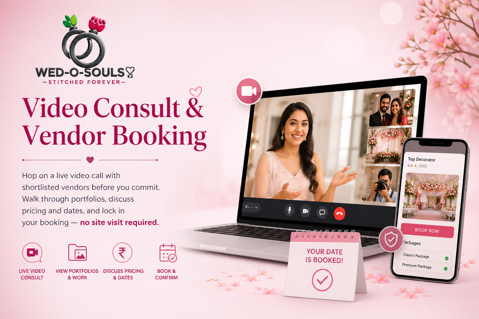 Video consultation with wedding vendors
